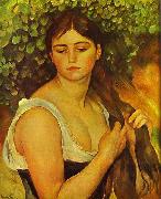 Girl Braiding Her Hair Auguste renoir